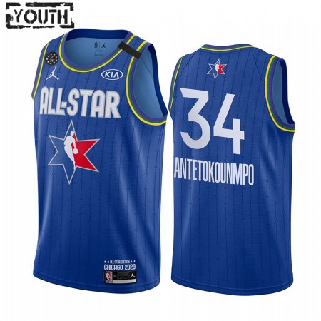 Maglia NBA Milwaukee Bucks Giannis Antetokounmpo 34 2020 All-Star Jordan Brand Blu Swingman - Bambino